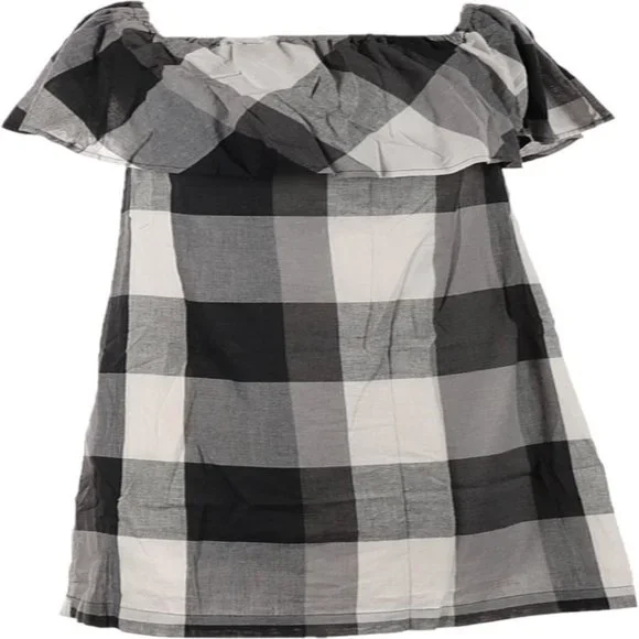 NWT Who What Wear Black Buffalo Check Off the Shoulder Dress NEW - Picture 3 of 7